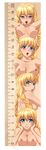  :o blonde_hair blue_eyes blush braid breasts highres huyase implied_sex large_breasts long_hair measuring nipples open_mouth original penis_measuring ruler slavya-chan solo tears twin_braids upper_body 