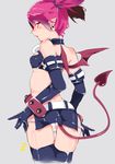  bat_wings belt bracelet choker demon_girl demon_tail disgaea earrings elbow_gloves etna gloves jewelry looking_back panties panty_pull pointy_ears red_eyes red_hair skirt solo tail thighhighs twintails underwear wings yoiyoi_(yoiyoi-chan) 