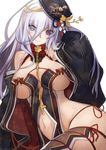  breasts heterochromia kuroda_kanbee_(sengoku_bushouki_muramasa) large_breasts navel pupps purple_eyes purple_hair sengoku_bushouki_muramasa silver_eyes simple_background solo veins white_background 