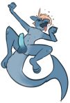  2018 anthro balls boopmysnoot digital_media_(artwork) eyes_closed fish hair invalid_tag long_tail male marine nude open_mouth penis shark solo tired tongue tongue_out 