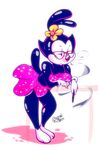  animaniacs big_breasts breasts clothing dot_warner eyewear female flower foxnbox_(artist) glasses leaning mammal plant polka_dots simple_background skirt solo warner_brothers 