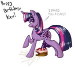  2015 animal_genitalia balls birthday cake cum cutie_mark deusexequus dialogue dickgirl english_text equine erection feathered_wings feathers feral food friendship_is_magic hair horn horsecock intersex looking_at_viewer mammal multicolored_hair my_little_pony penis purple_eyes raised_leg simple_background solo text tongue twilight_sparkle_(mlp) white_background winged_unicorn wings 