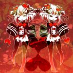  =_= black_legwear bob_cut bow bowtie coco_(mahou_shoujo_of_the_end) full_body hair_ornament hair_ribbon heart heart_hair_ornament left-handed lolo_(mahou_shoujo_of_the_end) long_sleeves mahou_shoujo_of_the_end multiple_girls pantyhose ribbon saori_(tennpura) siblings skirt transparent twins very_long_sleeves walking wand 