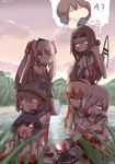  amatsukaze_(kantai_collection) black_hair blonde_hair blood brown_hair commentary_request crying crying_with_eyes_open cup gloves grey_hair hair_tubes hamakaze_(kantai_collection) headgear helmet jintsuu_(kantai_collection) kaga_(kantai_collection) kantai_collection long_hair multicolored_hair multiple_girls no_mouth phone ribbon shimakaze_(kantai_collection) side_ponytail silver_bell silver_hair teacup tears tokitsukaze_(kantai_collection) vietnam_war yukikaze_(kantai_collection) 
