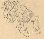  alternate_species antlers cervine christmas cutie_mark deer harness holidays horn male mammal monochrome my_little_pony open_mouth pencil_(artwork) petrock ponder reindeer side_view solo traditional_media_(artwork) 