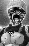  bad_id bad_pixiv_id crack goggles greyscale helmet hiiragi_(kendarixoxo) male_focus monochrome mumen_rider one-punch_man open_mouth rain solo upper_body 