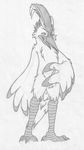  anthro avian barefoot beak bird cub erection front_view greyscale licking licking_lips looking_at_viewer lyle_weatherworth male mizzyam monochrome naughty_face nude open_mouth pencil_(artwork) penis pinup pose solo standing tapering_penis tongue tongue_out traditional_media_(artwork) winged_arms wings woodpecker young 