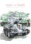  aki_(girls_und_panzer) assault_gun bt-42 caterpillar_tracks emblem english forest girls_und_panzer ground_vehicle hat hattifattener keizoku_(emblem) keizoku_military_uniform makio mika_(girls_und_panzer) mikko_(girls_und_panzer) military military_uniform military_vehicle moomin motor_vehicle multiple_girls nature parody style_parody tank tove_jasson_(style) twintails umbrella uniform 