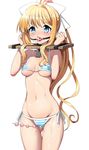  air ball_gag bdsm bikini blush bondage bound breasts collar crotch_rope gag gagged kamio_misuzu long_hair pillory pussy_juice rope_walking shin'ya_(shin'yanchi) small_breasts solo striped striped_bikini swimsuit underboob very_long_hair white_background 