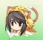  :o animal_ears animal_print black_hair blush brown_eyes cat_ears cat_tail cat_teaser chibi commentary_request haruna_(kantai_collection) hood hooded_jacket ichikawa_noa jacket kantai_collection kemonomimi_mode leopard_print solo tail tail_wagging 