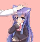  acchi_kocchi animal_ears blue_hair cat_ears long_hair miniwa_tsumiki monotsuki solo_focus 