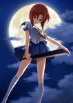  check_artist cleaver cloud highres higurashi_no_naku_koro_ni moon night night_sky official_art orange_hair rato ryuuguu_rena school_uniform serafuku short_hair sky solo weapon 