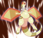  ambiguous_gender angry chubby claws digitigrade fangs feral flygon ganguro_(artist) hi_res neckerchief nintendo open_mouth pok&eacute;mon scarf solo tongue video_games wings 