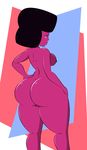  alien americananomaly_(artist) apron big_breasts big_butt breasts butt crystal_gem female garnet_(steven_universe) gem_(species) hair hi_res huge_butt humanoid looking_at_viewer looking_back mammal nipples not_furry nude red_skin short_hair simple_background smile solo steven_universe thick_thighs voluptuous wide_hips 
