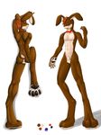  2015 absurd_res anthro anus balls blue_eyes bow bow_tie butt front_and_back fur hair happy hi_res howlfeiwolf jankin lagomorph male mammal model_sheet nude open_mouth orange_hair pads paws presending rabbit sheath simple_background smile solo spreading teeth tongue 