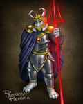  2015 armor asgore_dreemurr avoid_posting boss_monster caprine claws crown father horn king looking_at_viewer male mammal melee_weapon parent polearm princess_rei royalty solo toe_claws trident undertale video_games weapon 