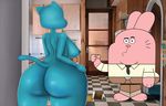  anthro big_butt breasts butt duo father feline female huge_butt husband lagomorph mammal mature_female mother nicole_watterson nipples nude older_male parent rabbit richard_watterson side_boob sirredbenjamin the_amazing_world_of_gumball wide_hips 