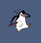  ! avian bird blue_background english_text explosives low_res madagascar onlyforpom penguin rico salute simple_background solo text the_penguins_of_madagascar tongue tongue_out yelling 