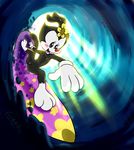  abstract animaniacs backlit black_fur blush clothing dot_warner female flower flower_in_hair fur furnut gloves hi_res mammal nude perspective plant pussy smile solo surfboard surfing warner_brothers water wave wet 