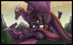  2015 blue_eyes claws cum cum_in_pussy cum_inside cynder dragon duo erection eye_contact fan_character female feral feral_on_feral green_eyes horn humanoid_vagina lying male male/female missionary_position nero_(dragon) on_back penetration penis purple_scales pussy rock scales scalie sex spread_legs spreading spyro_the_dragon teeth tochka tongue vaginal vaginal_penetration video_games wings 