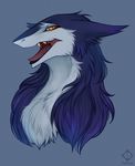  anatomically_correct blue_fur female fur looking_at_viewer open_mouth orange_eyes sergal solo tongue zephyrue 