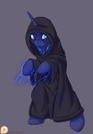  2015 alasou biped blue_eyes clothing cosplay costume emperor_palpatine equine female feral friendship_is_magic hi_res horn lightning mammal my_little_pony patreon princess_luna_(mlp) simple_background solo star_wars unicorn 