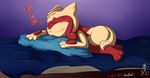 3_toes asbel_lhant bed blush canine cute eraquis_(character) eyes_closed fan_character fur invalid_tag jackal mammal nap nintendo pillow pok&eacute;mon riolu sleeping smile solo toes video_games 