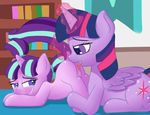  2015 absurd_res anus bookshelf butt crying cub cunnilingus cutie_mark digital_media_(artwork) duo equine female female/female feral friendship_is_magic glowing hair hi_res horn inside magic mammal multicolored_hair my_little_pony open_mouth oral purple_eyes pussy sex sparkles starlight_glimmer_(mlp) tears tongue tongue_out twilight_sparkle_(mlp) unicorn vaginal vsdrawfag winged_unicorn wings young 