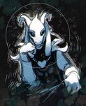  anthro asriel_dreemurr black_sclera boss_monster caprine claws clothing grin hi_res horn lingrimm male mammal simple_background smile solo undertale video_games 