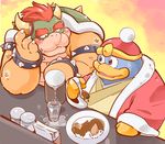  avian bar bird blush bowser chubby clothing cold_sweat condiments crush cute diner duo food garousuki gloves hair hat horn king_dedede kirby_(series) koopa lovesick male male/male mario_bros napkins nintendo penguin pitcher red_hair reptile robe scalie shell simple_background smile sweat table tortoise turtle video_games water 