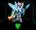  &lt;3 armor clothing crossover equine female feral frecklesfanatic friendship_is_magic gloves hair hi_res hooves horse mammal melee_weapon multicolored_hair my_little_pony pegasus polearm pony rainbow_dash_(mlp) rainbow_hair solo spear undertale undyne video_games weapon wings 