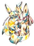  colorized commentary_request gen_4_pokemon glaceon izumi_asuka lucario nameko_(padoco) no_humans pokemon pokemon_(creature) simple_background white_background 
