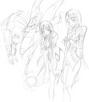  2girls animal armored_core cat character_request from_software highres monochrome multiple_girls novemdecuple sketch 