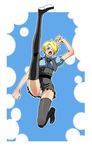  blonde_hair genderswap genderswap_(mtf) hair_over_one_eye kicking one_piece panties pantyshot sanji solo thighhighs underwear yui_(kari) 