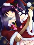  blue_hair christmas dress furudo_erika purple_eyes santa_costume smile tape umineko_no_naku_koro_ni violet_eyes 