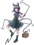  absurdres animal_ears bad_id bad_pixiv_id basket grey_hair highres jewelry kiiro_usagi mouse mouse_ears mouse_tail nazrin pendant red_eyes short_hair solo tail touhou 