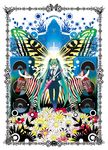  aircraft airplane aqua_hair butterfly_wings closed_eyes corioli flower formal hatsune_miku long_hair necktie saihate_(vocaloid) smile solo speaker suit twintails very_long_hair vocaloid wings zebra 