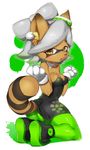  anthro beauty_mark bow breasts canine cleavage clothed clothing female fox gloves hair hat ksyaro looking_at_viewer mammal marie_(splatoon) nintendo open_mouth piercing simple_background solo splatoon tentacle_hair tentacles video_games white_hair 