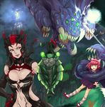  animal_ears annie_hastur baron_nashor black_hair breasts cleavage elise_(league_of_legends) fiddlesticks green_eyes hand_on_hip highres insect_girl large_breasts league_of_legends long_hair monster_girl multiple_girls navel pink_hair poppy red_hair rift_scuttler scofa short_hair spider_girl talon_(league_of_legends) yordle 