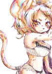  anthro black_nose blonde_hair bra breasts cat clothed clothing feline female fur hair looking_at_viewer mammal midriff panties ruffles show_by_rock!! simple_background skimpy solo underwear white_background 空豆いずき 