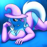  2015 anthro anthrofied big_breasts breasts cleavage clothed clothing cutie_mark devs-iratvs elbow_gloves equine female friendship_is_magic gloves hair hat hi_res horse legwear mammal my_little_pony pony solo thigh_highs trixie_(mlp) witch_hat 