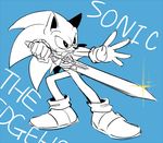  anthro black_nose clothing gloves hanybe hedgehog male mammal melee_weapon solo sonic_(series) sonic_the_hedgehog sword video_games weapon 