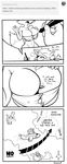  anthro big_breasts black_and_white breasts canine clothed clothing comic dawmino dialogue dragoneer eldritch_horror english_text female fox half-dressed hi_res humor male mammal monochrome text wide_hips 