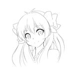  bad_id bad_pixiv_id bow gekkan_shoujo_nozaki-kun greyscale hair_bow kazenoko lineart long_hair monochrome sakura_chiyo smile solo upper_body 