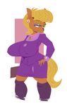  anthro big_breasts breasts clothed clothing earth_pony equine erect_nipples female friendship_is_magic hi_res horse huge_breasts mammal ms_harshwhinny_(mlp) my_little_pony nipple_bulge nipples pony smutbooru solo 