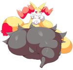  big_breasts big_butt blush braixen breasts butt female funi huge_breasts huge_butt hyper hyper_butt looking_at_viewer morbidly_obese nintendo overweight pok&eacute;mon solo video_games 