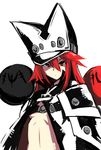  alternate_color alternate_skin_color beltbra breasts cape creature guilty_gear guilty_gear_2 guilty_gear_xrd hat high_collar kaname_nagi ramlethal_valentine red_eyes red_hair small_breasts solo valentine_(guilty_gear) 