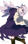  dress highres kishin_sagume looking_at_viewer namauni red_eyes short_hair silver_hair single_wing smile solo touhou wings 