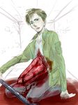  blonde_hair blood dual_persona helmet jacket james_sunderland male_focus moci pyramid_head silent_hill silent_hill_2 solo spoilers 