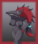  2015 anthro big_breasts breasts cute digital_media_(artwork) female game_(disambiguation) invalid_tag nintendo nipples photoshop pok&eacute;mon pose spocky87 video_games zoroark 